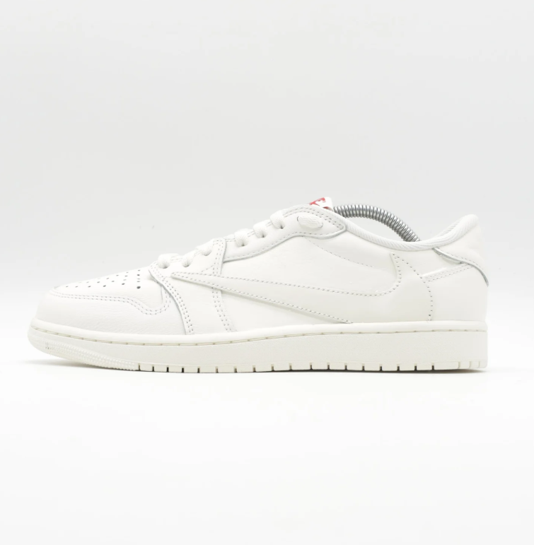 Reverse-Swoosh Low-Top Sneakers – White & Cream with Red Accents