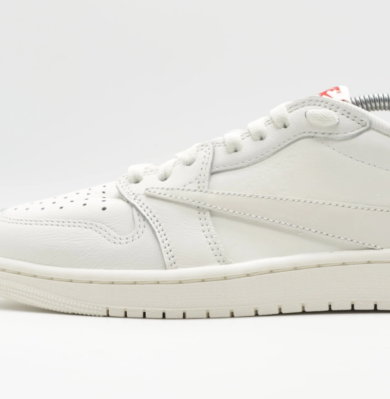 Reverse-Swoosh Low-Top Sneakers – White & Cream with Red Accents