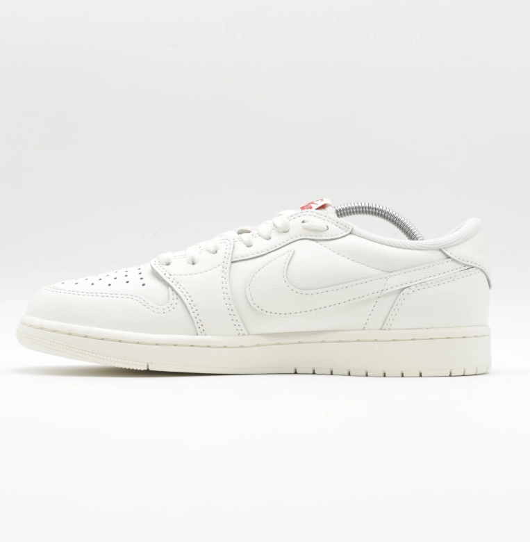 Reverse-Swoosh Low-Top Sneakers – White & Cream with Red Accents