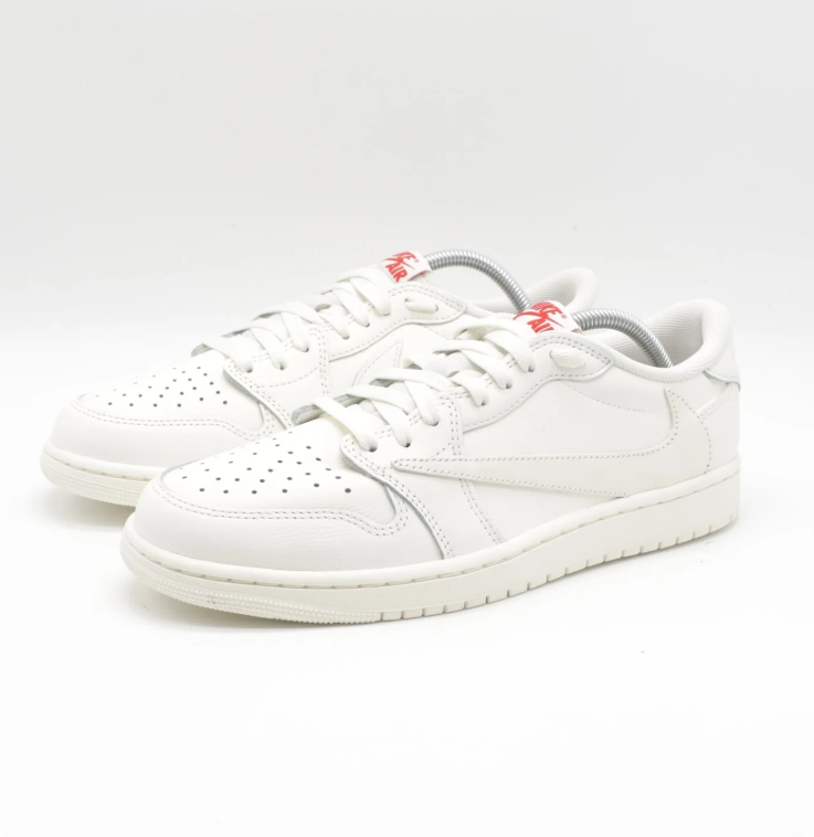 Reverse-Swoosh Low-Top Sneakers – White & Cream with Red Accents