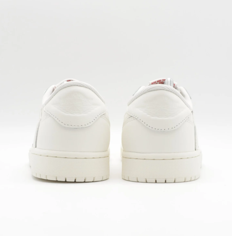 Reverse-Swoosh Low-Top Sneakers – White & Cream with Red Accents