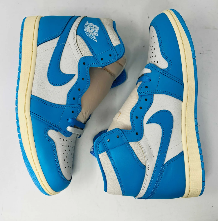 Air Jordan 1 High-Top Sneakers – Bright Blue, White & Cream