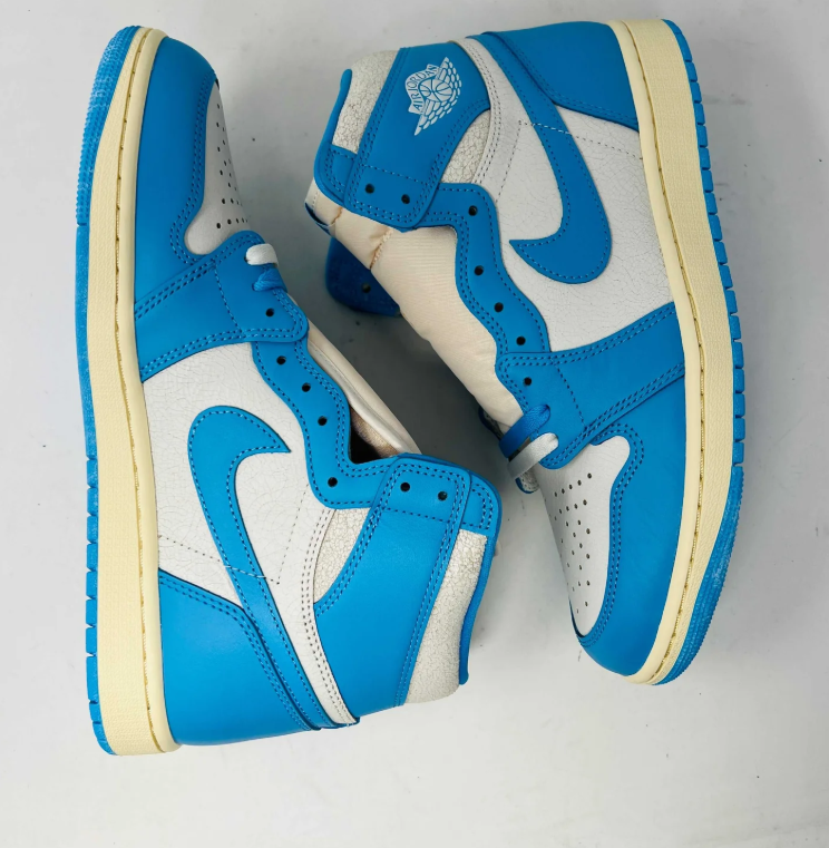 Air Jordan 1 High-Top Sneakers – Bright Blue, White & Cream
