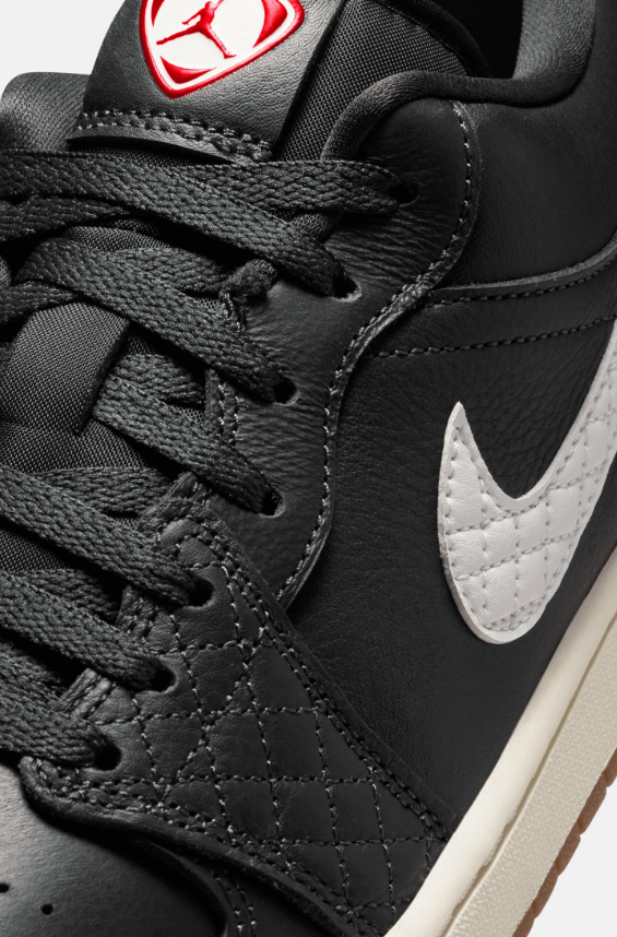 Air Jordan 1 Low-Top Sneakers – Black, Quilted White & Gum