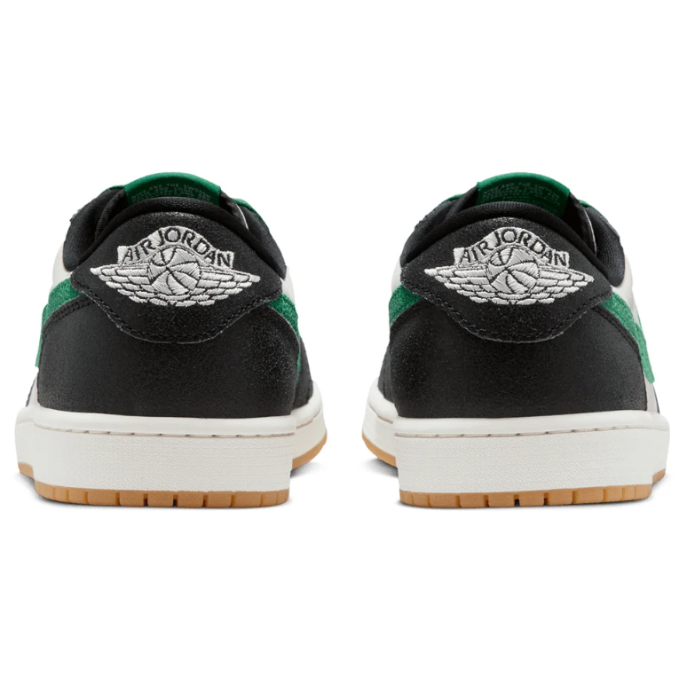 Air Jordan 1 Low-Top Sneakers – Black, White & Green with Gum Sole