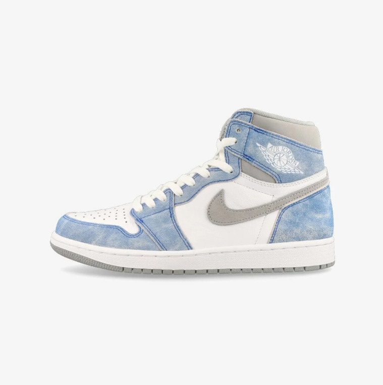 Air Jordan 1 High-Top Sneakers – Washed Light Blue, White & Gray