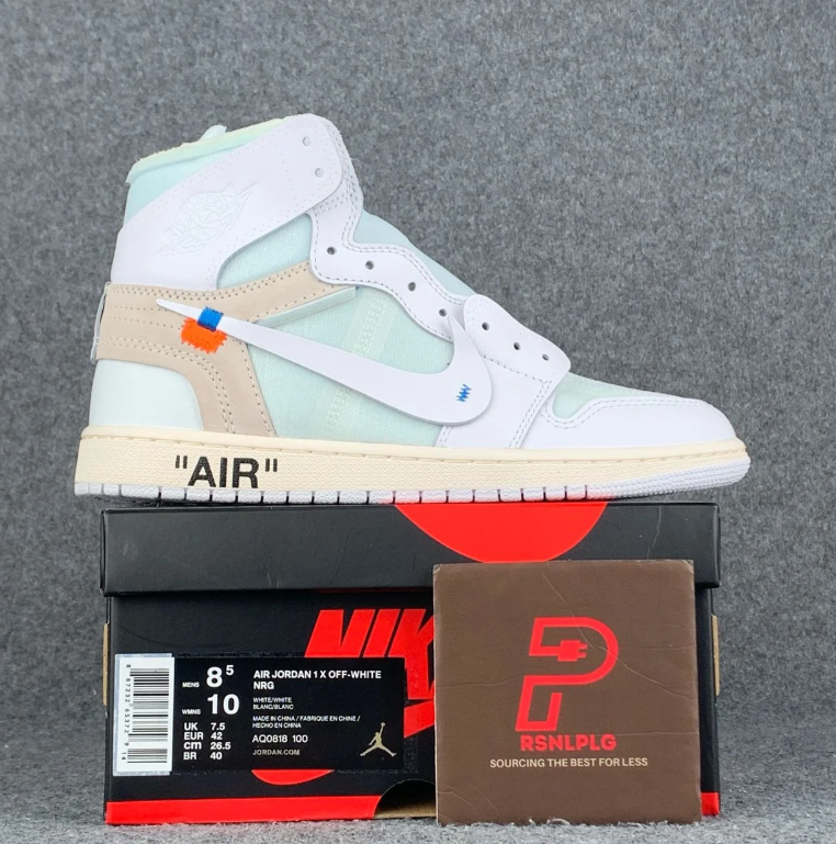 Air Jordan 1 High-Top Sneakers – White & Pale Blue with Deconstructed Details