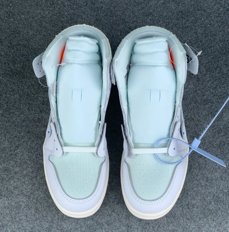 Air Jordan 1 High-Top Sneakers – White & Pale Blue with Deconstructed Details