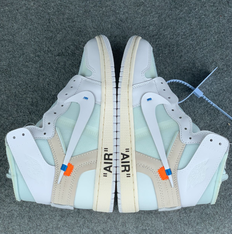 Air Jordan 1 High-Top Sneakers – White & Pale Blue with Deconstructed Details