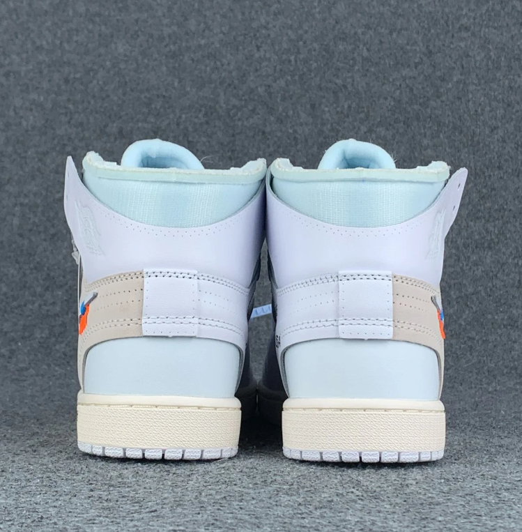 Air Jordan 1 High-Top Sneakers – White & Pale Blue with Deconstructed Details