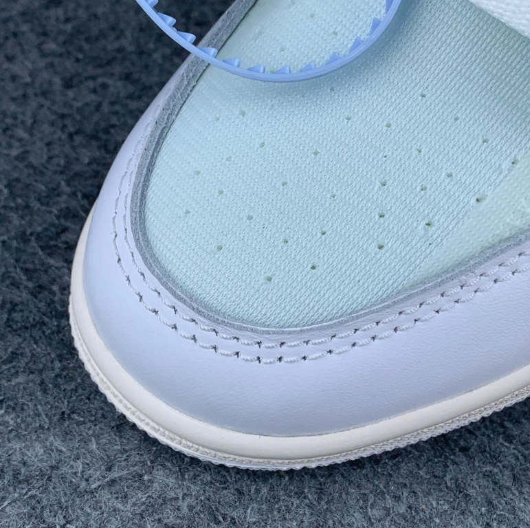 Air Jordan 1 High-Top Sneakers – White & Pale Blue with Deconstructed Details