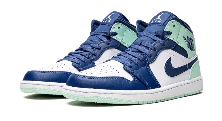 Air Jordan 1 Mid Sneakers – Navy, White & Mint Green