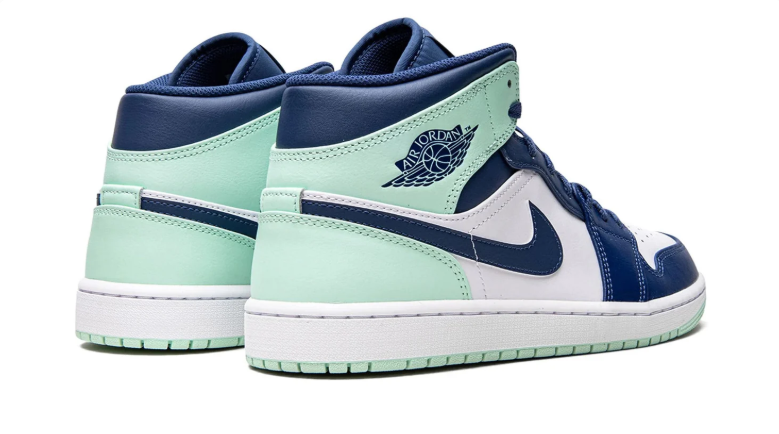 Air Jordan 1 Mid Sneakers – Navy, White & Mint Green