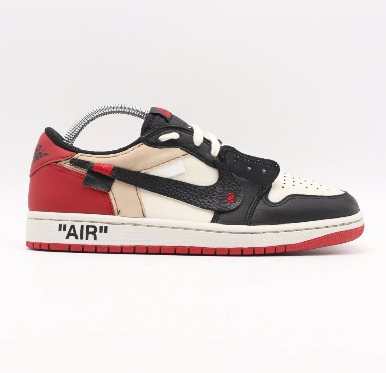 Deconstructed Low-Top Sneakers – Black, Cream & Red