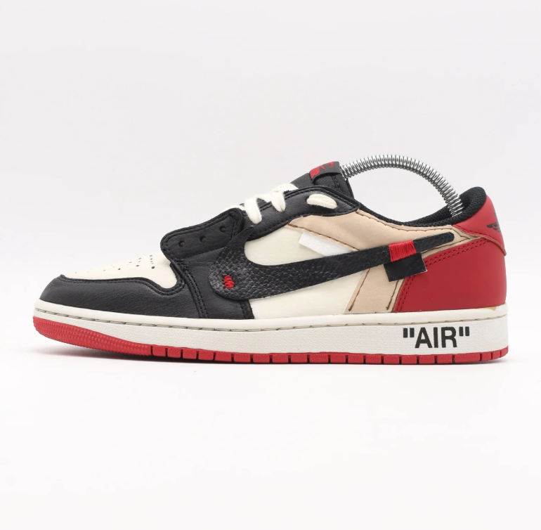 Deconstructed Low-Top Sneakers – Black, Cream & Red