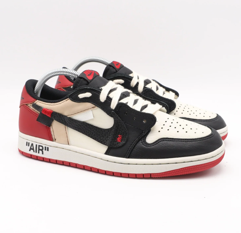 Deconstructed Low-Top Sneakers – Black, Cream & Red