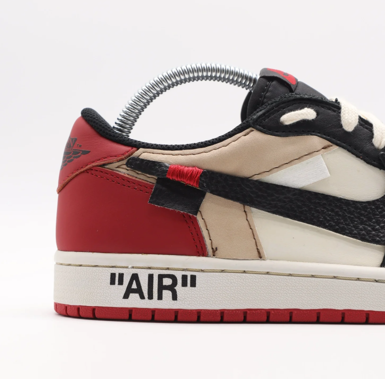 Deconstructed Low-Top Sneakers – Black, Cream & Red
