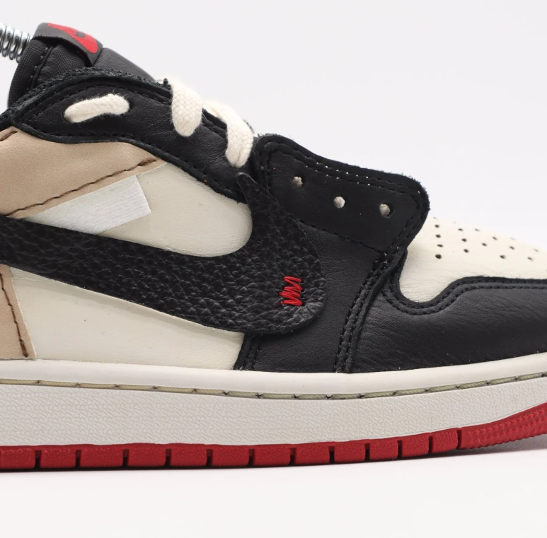 Deconstructed Low-Top Sneakers – Black, Cream & Red