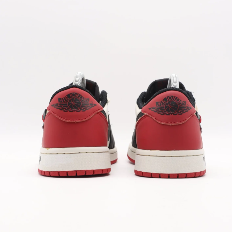 Deconstructed Low-Top Sneakers – Black, Cream & Red