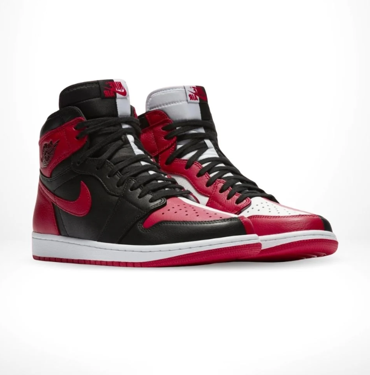 Air Jordan 1 High-Top Sneakers – Split Black, Red & White Design