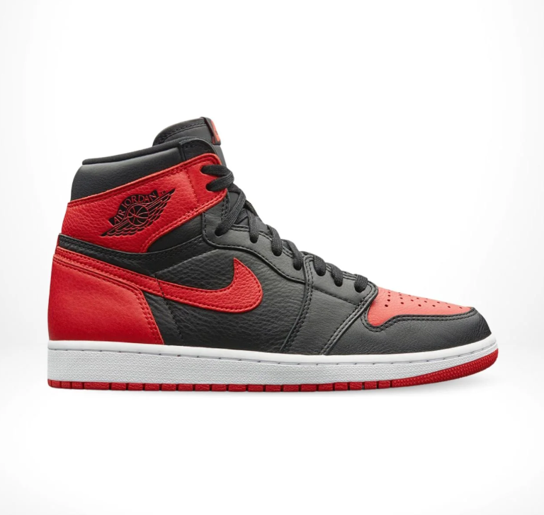 Air Jordan 1 High-Top Sneakers – Split Black, Red & White Design