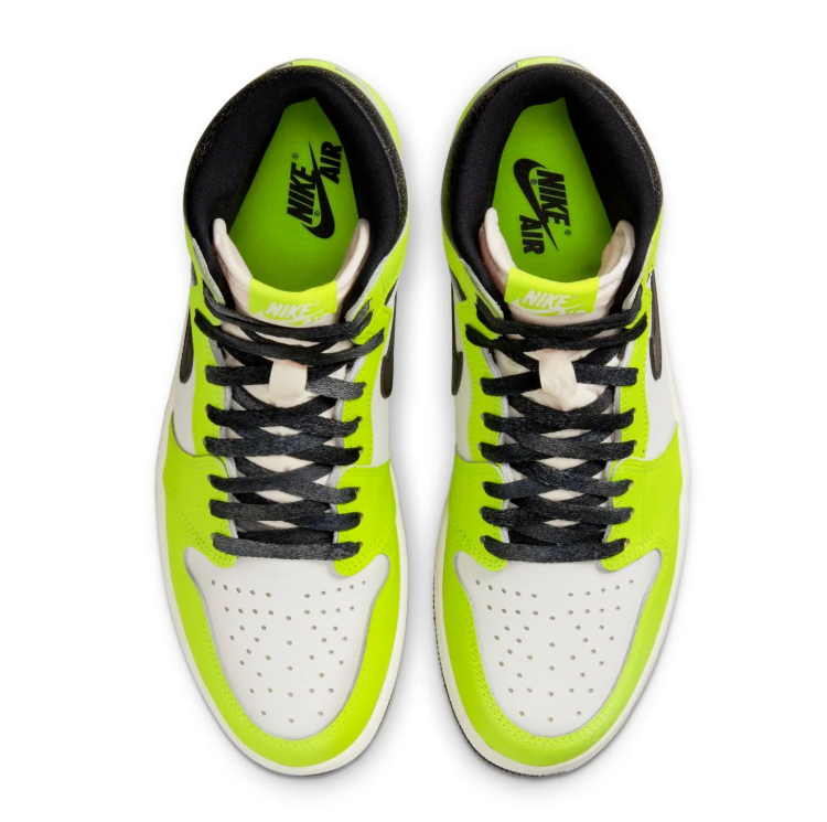 Air Jordan 1 High-Top Sneakers – Neon Lime, White & Black