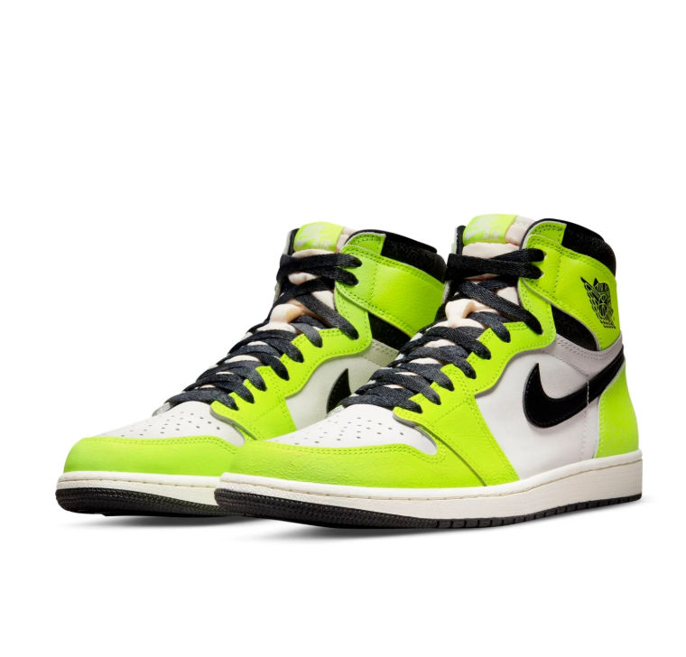 Air Jordan 1 High-Top Sneakers – Neon Lime, White & Black