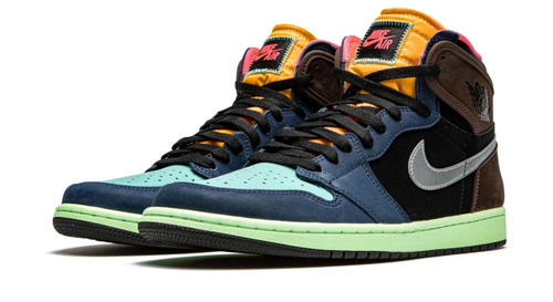 Air Jordan 1 High-Top Sneakers – Navy, Brown & Black with Multicolor Accents