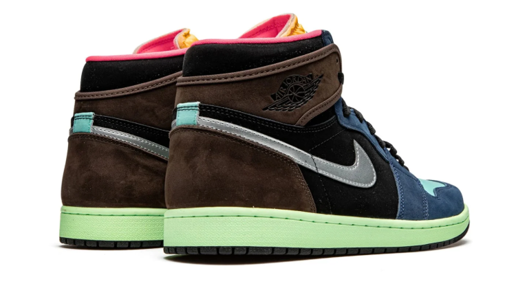 Air Jordan 1 High-Top Sneakers – Navy, Brown & Black with Multicolor Accents