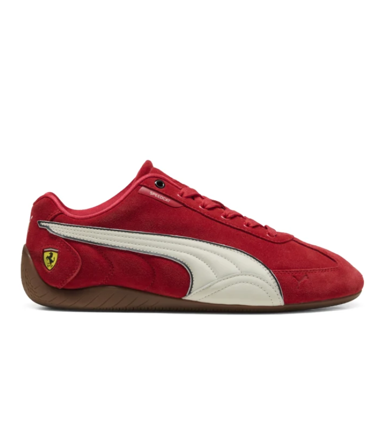 PUMA Ferrari Low-Profile Sneakers – Red, Cream & Gum Brown
