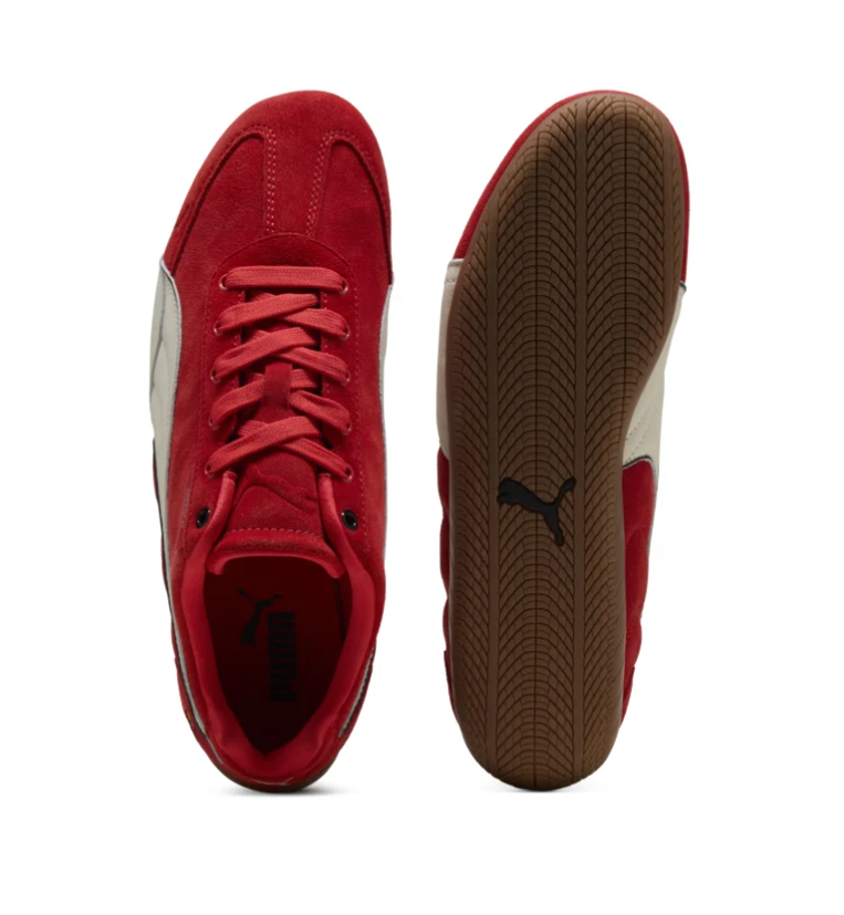 PUMA Ferrari Low-Profile Sneakers – Red, Cream & Gum Brown