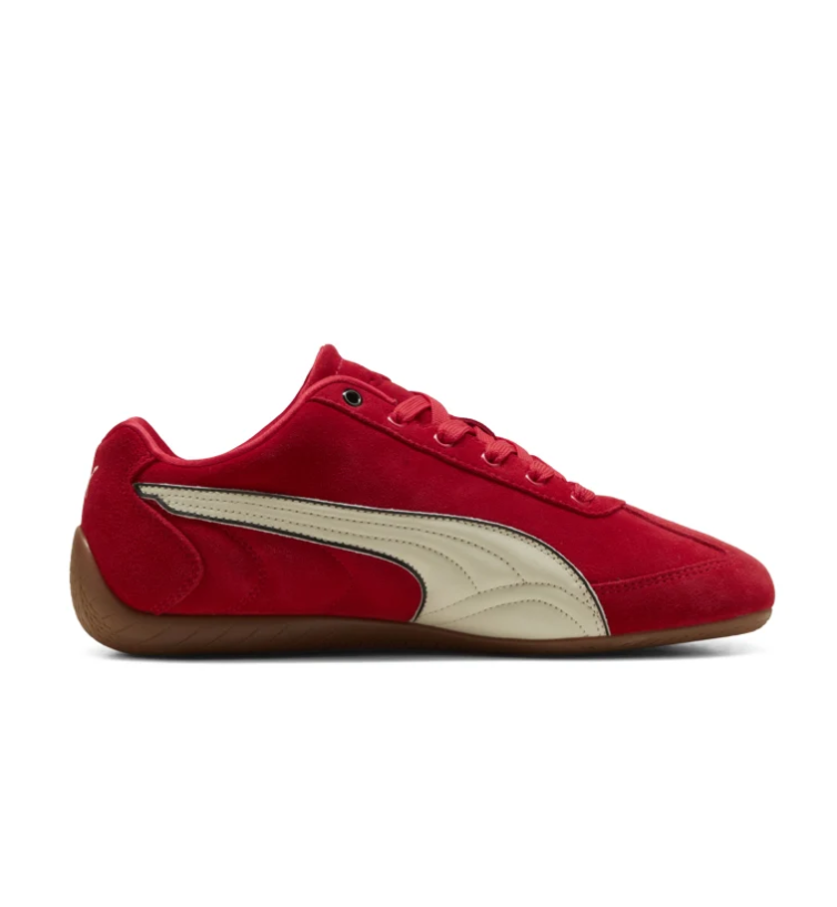 PUMA Ferrari Low-Profile Sneakers – Red, Cream & Gum Brown