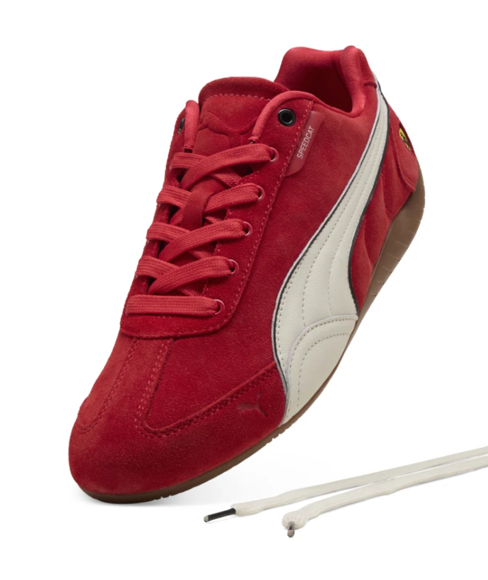 PUMA Ferrari Low-Profile Sneakers – Red, Cream & Gum Brown