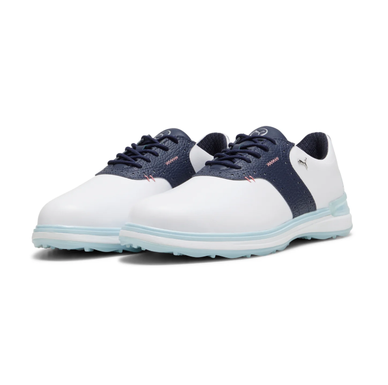 PUMA Golf Shoes – White & Navy/Ice Blue and White & Black Designs