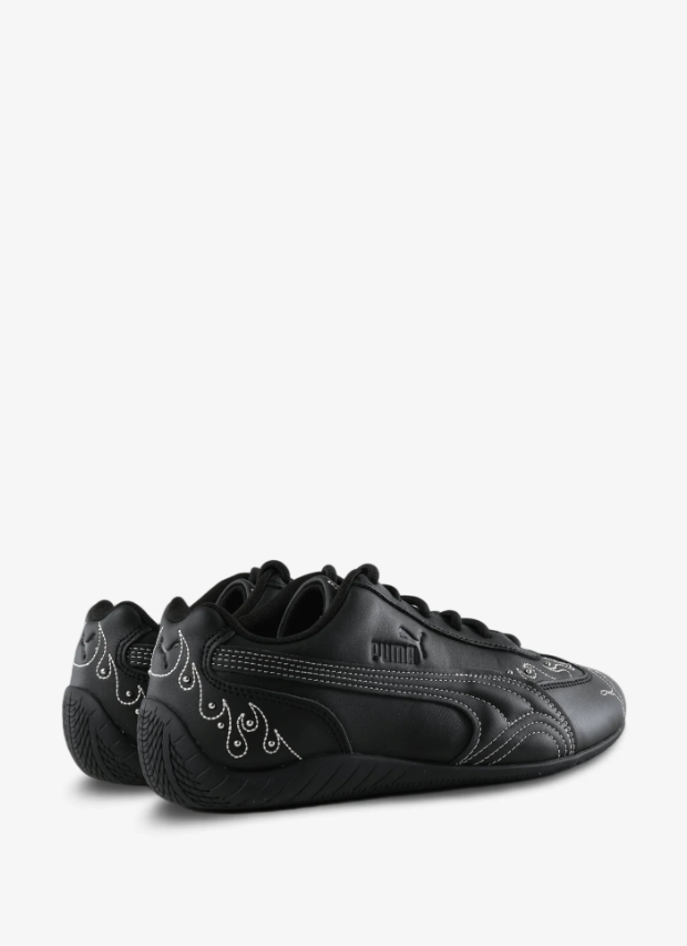 PUMA Low-Profile Sneakers – Black with Contrast Stitching & Flame Details