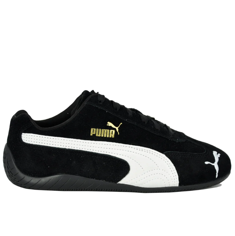 PUMA Low-Profile Sneakers – Black & White with Gold Accents