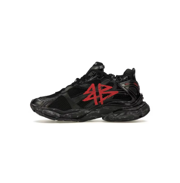 Balenciaga Chunky Sneakers – Black with Red Graffiti Details