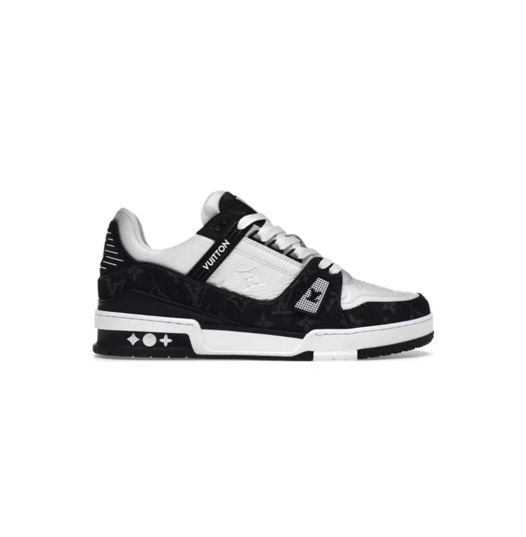 Louis Vuitton Low-Top Sneakers – Black & White with Monogram Details