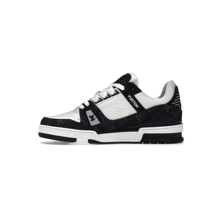 Louis Vuitton Low-Top Sneakers – Black & White with Monogram Details