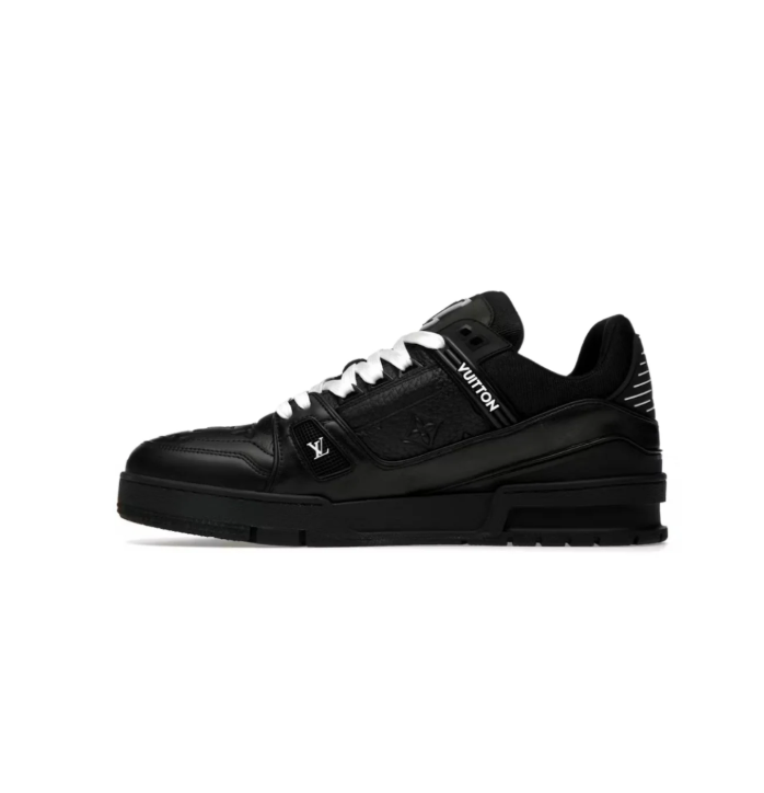 Louis Vuitton Low-Top Sneakers – Black with White Laces & Monogram Details