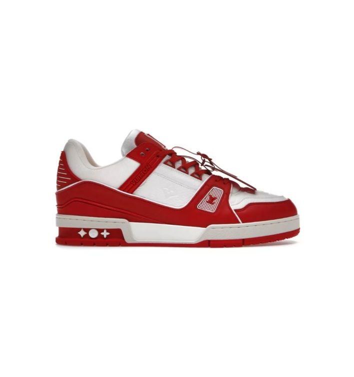 Louis Vuitton Low-Top Sneakers – Red & White with Mini Pouch Detail