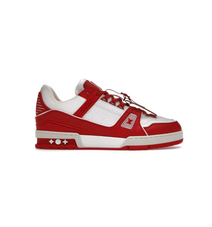 Louis Vuitton Low-Top Sneakers – Red & White with Mini Pouch Detail