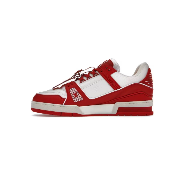 Louis Vuitton Low-Top Sneakers – Red & White with Mini Pouch Detail