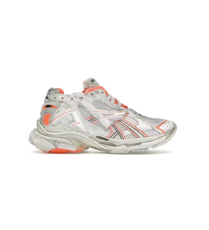 Balenciaga Runner Chunky Sneakers – Silver Gray & Coral Orange