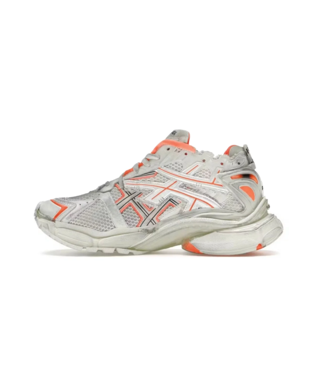 Balenciaga Runner Chunky Sneakers – Silver Gray & Coral Orange