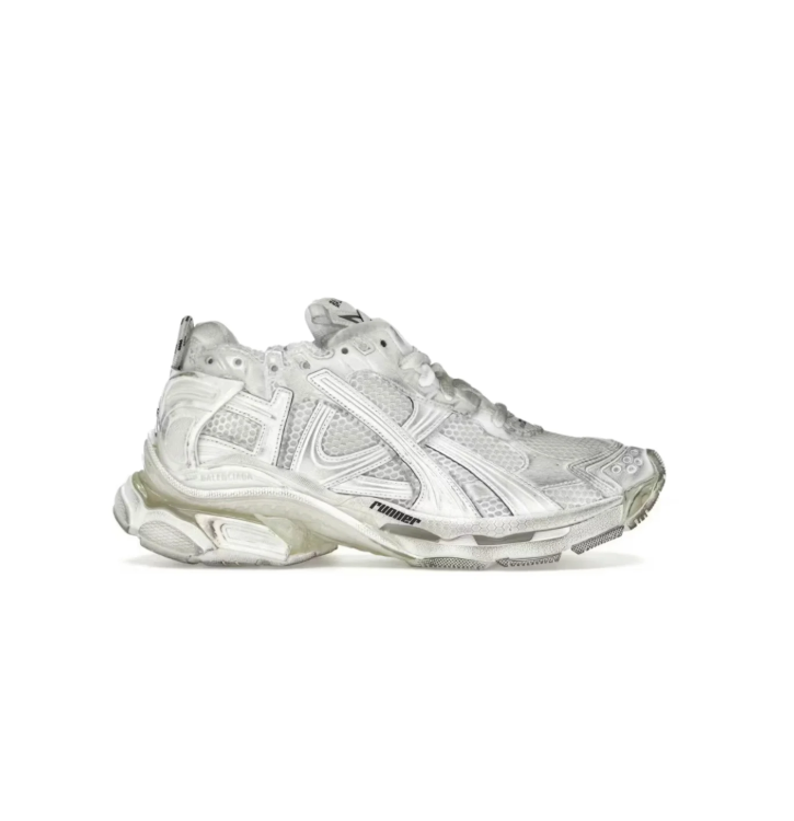 Balenciaga Runner Chunky Sneakers – White, Silver Gray & Cream