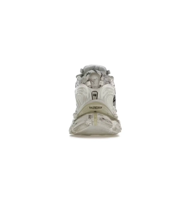Balenciaga Runner Chunky Sneakers – White & Cream with Black Graffiti