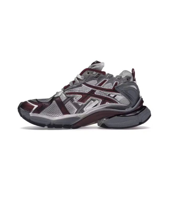 Balenciaga Runner Chunky Sneakers – Silver Gray & Burgundy