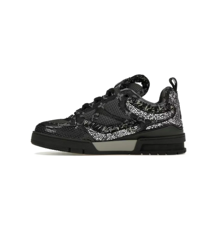 Louis Vuitton Low-Top Sneakers – Black with Silver-Tone Embellishments