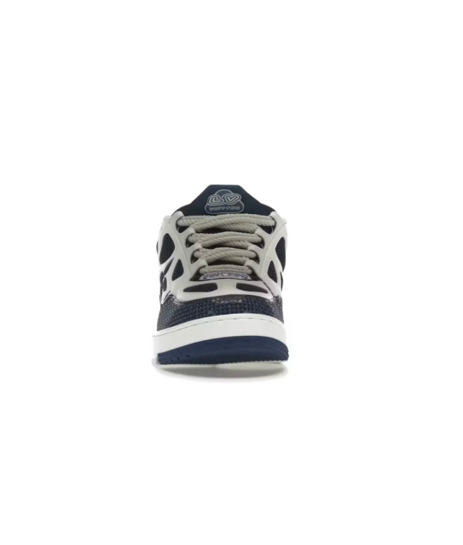 Louis Vuitton Low-Top Sneakers – Dark Navy & Cream with Floral Detail